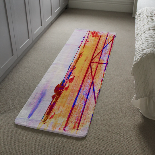 Maines Hay Bale Vibe Designer Shaggy Orange/Blue/Red Rug