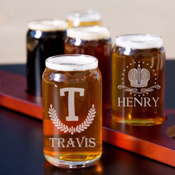 Personalized Beer Glasses Custom Engraved Glass Groomsmen Gifts Can Gift Mugs