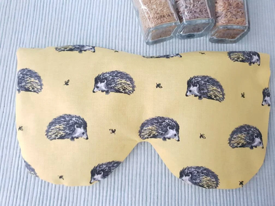 Hedgehog Microwave Eye Pillow, Organic Oversized Eyemask, Lavender, Chamomile, Unscented Reusable Eyecare Gift, Wellbeing Gift