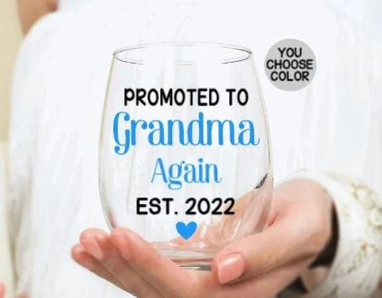 Grandma Again Wine Glass Gift, New Gift, Gift For Grandma, Birthday Promoted To Christmas
