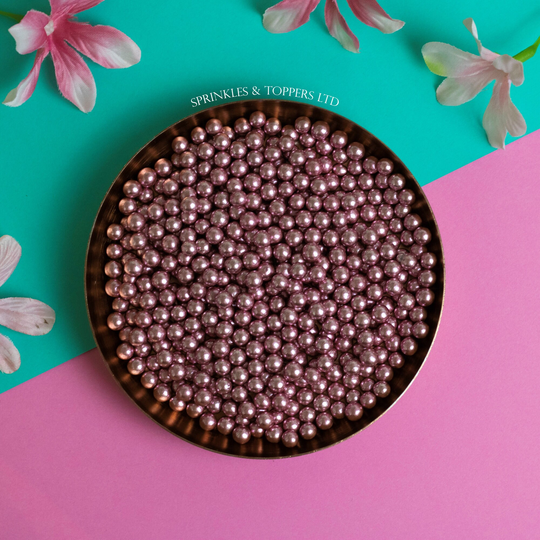 6mm Metallic Pink Pearls Cupcake/Cake Decoration