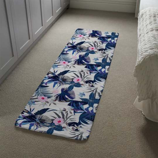 Maroney Winter Tropical Designer Shaggy Blue/Ivory/Pink Rug