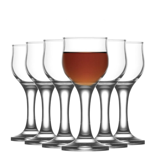 6x Sherry Liqueur Glasses Set LAV Nevakar Glass Stemmed Schnapps Goblets 55ml