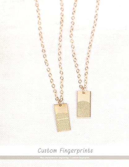Fingerprint Necklace Vertical Personalized Bar Identification Custom