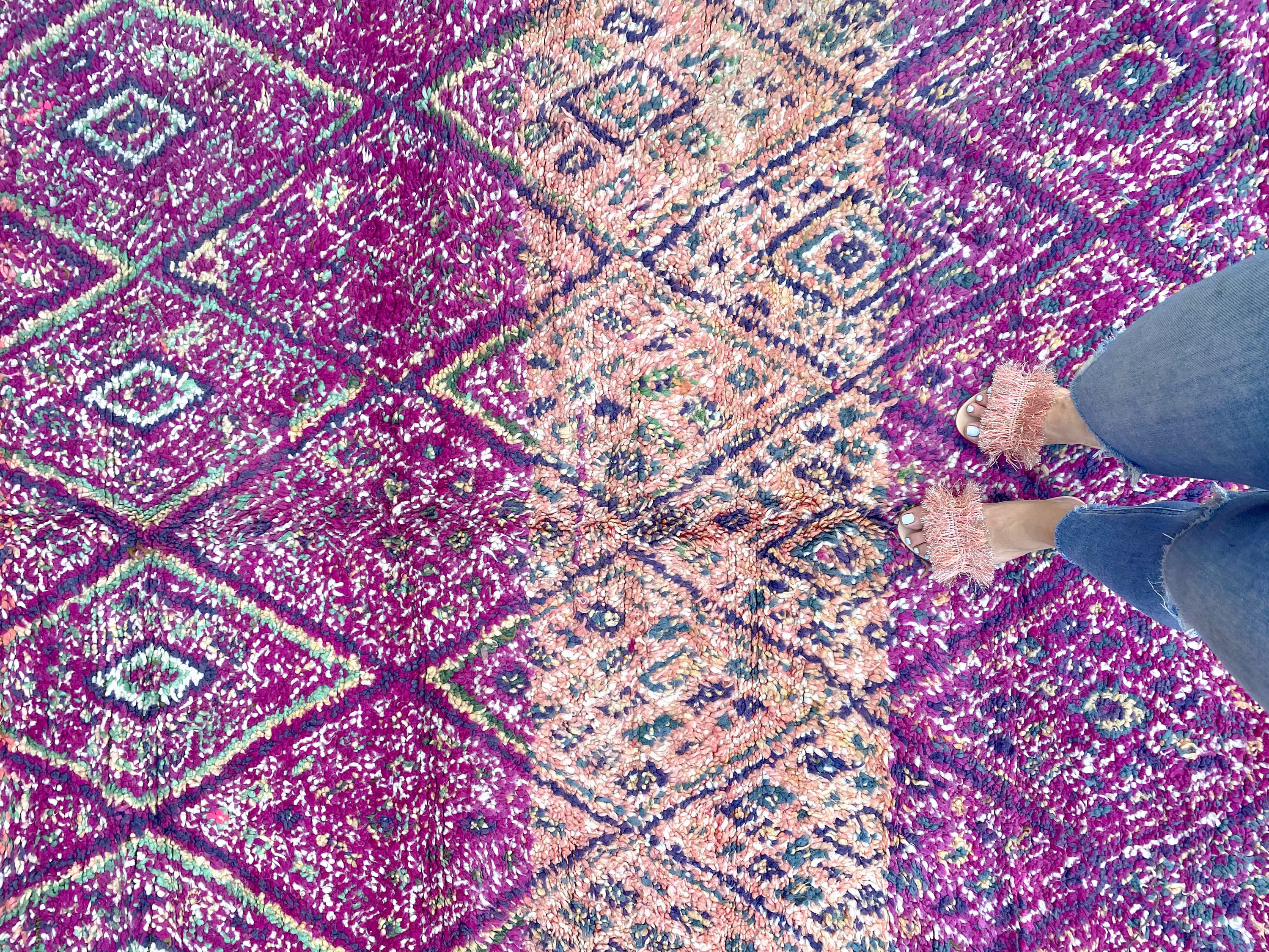 Sylvie Vintage Berber Rug, Moroccan Beni Ourain, Wool Bohemian, Mguild Boho Handmade