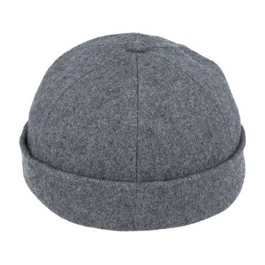 Wool Docker Hat Rolled Cuff Retro Fashion Brimless Hats Seaman Mens Gray