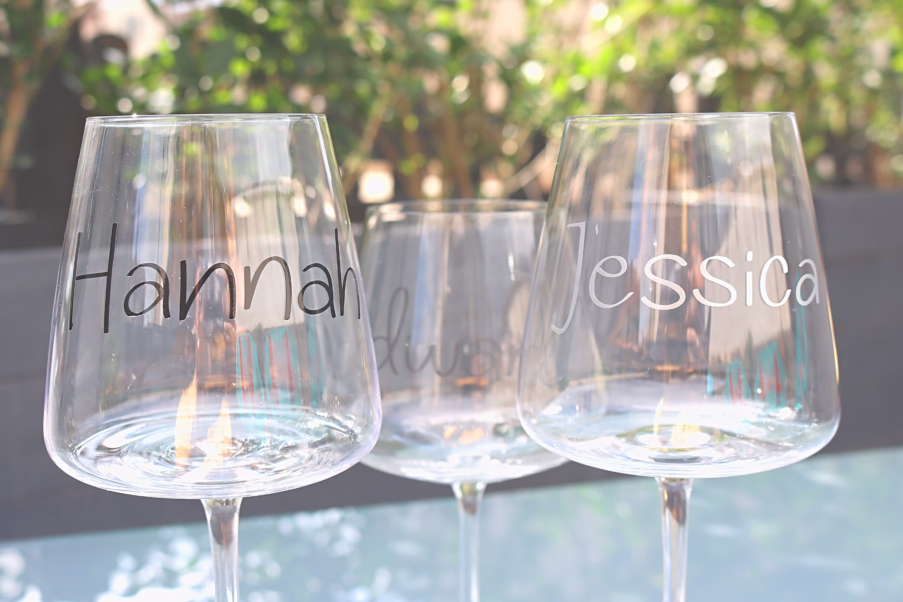Glass Name Stickers, Custom Vinyl Decals, Wedding Decor, Place Tags, Calligraphy Lettering, Personalized