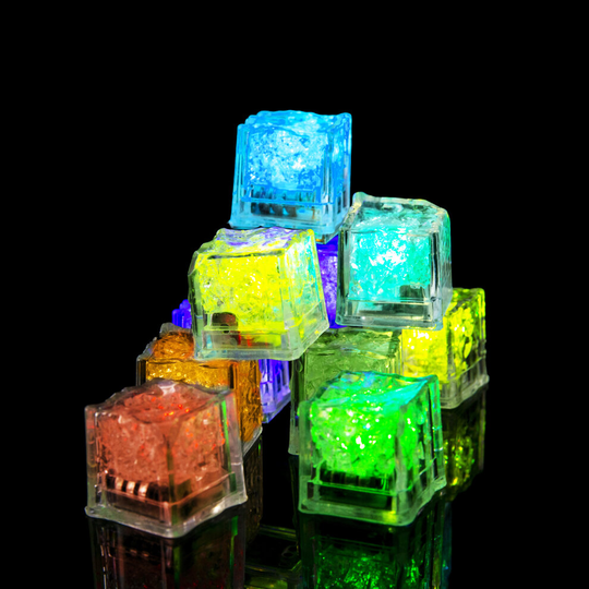 (Pack of 6) Bright LED Ice Cubes Reusable Ice Cubes Whiskey Stones Fake Ice Cubes Liquid Activated Flashing Ice Cubes Water Sensor Light Up Cubes LED
