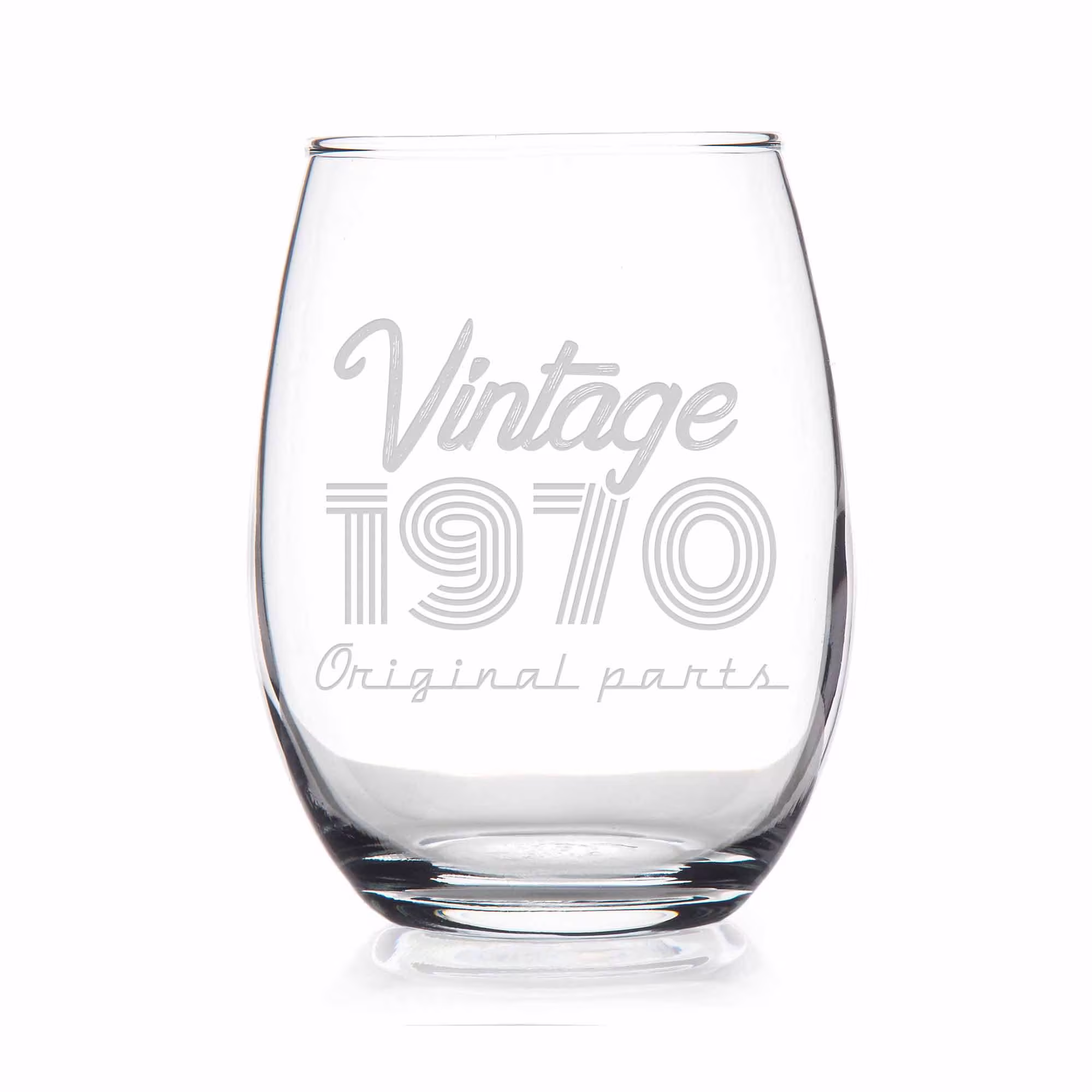 1970 Vintage Original Birthday Stemless Wine Glass - 51St Gift, Glass, Gift For Her, Friend