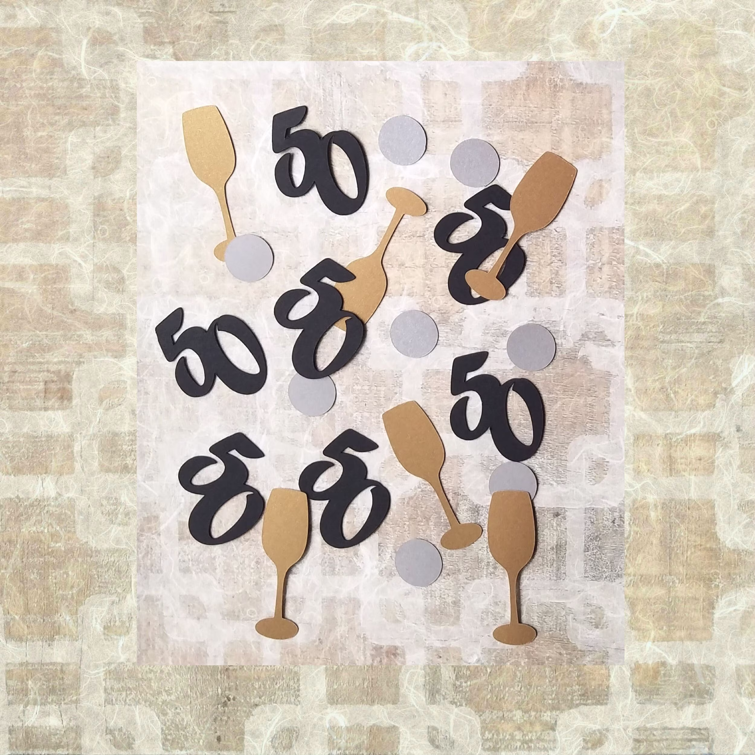 50Th Anniversary Decoration - 50 Or Any Birthday Age Custom Confetti Champagne Wine Decor Gold Silver Black Table Assortment