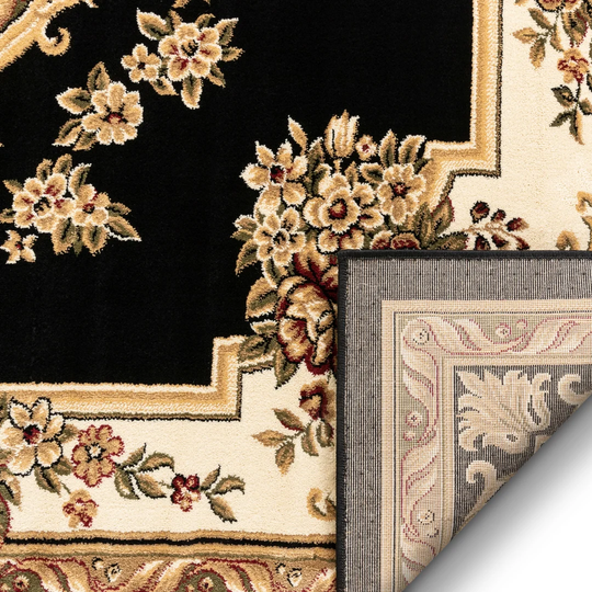 Timeless Traditional Tufted Black/Beige Rug