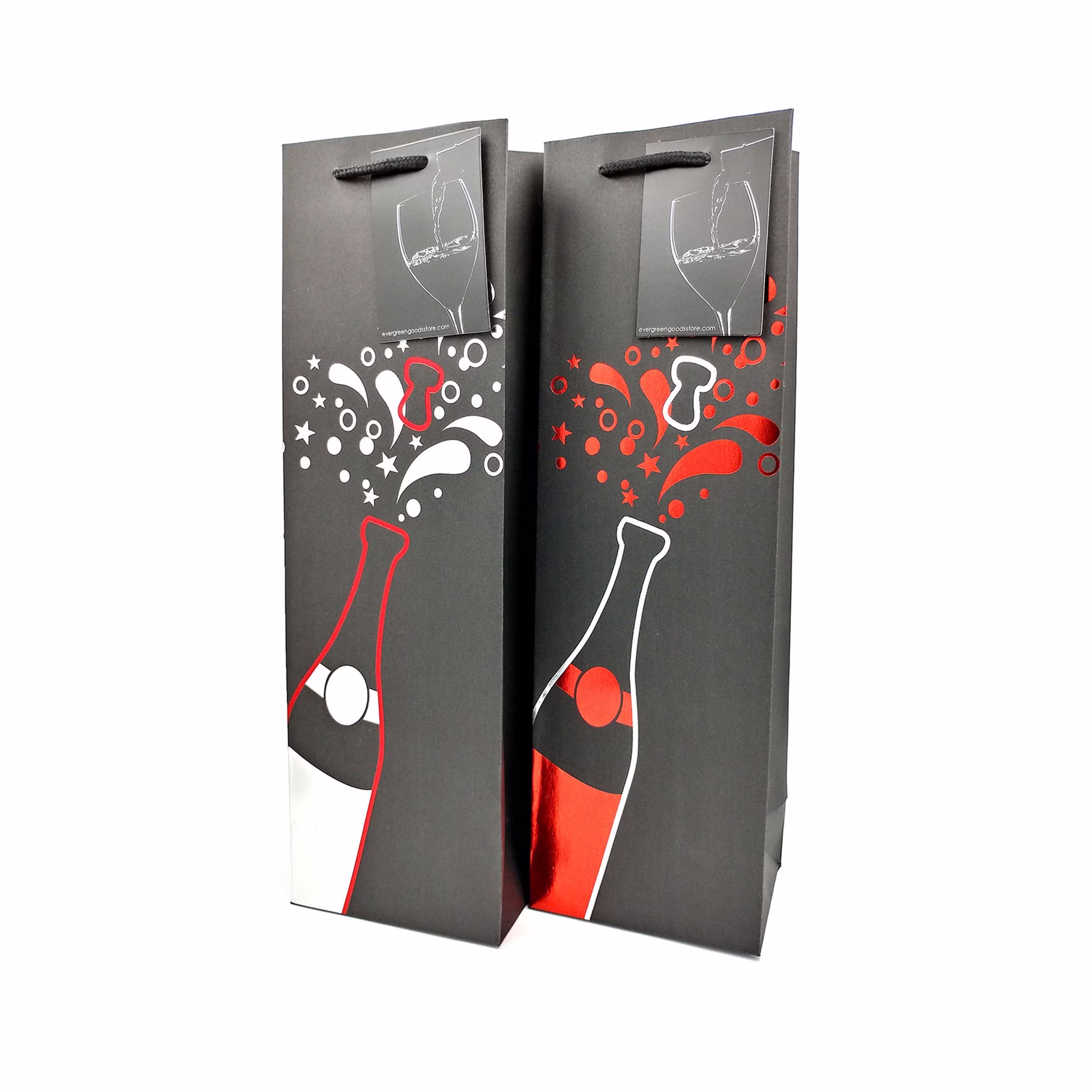 Wine Gift Bags With Tag & Handles/Black Favour Bag Pack Bottle Carriers For Weddings, Anniversary, Birthdays & Other Special Occasions