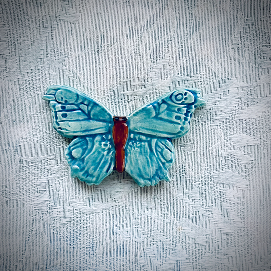 Ceramic Butterfly Tile, Mosaic Supply, Garden Art, Steppingstone, Handmade 2-3/4" X 2-1/4