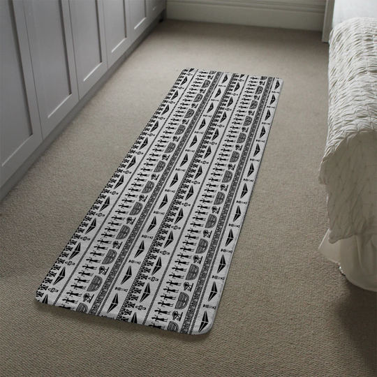 Keele Tribal Egyptian Art Designer Shaggy Black/White Rug