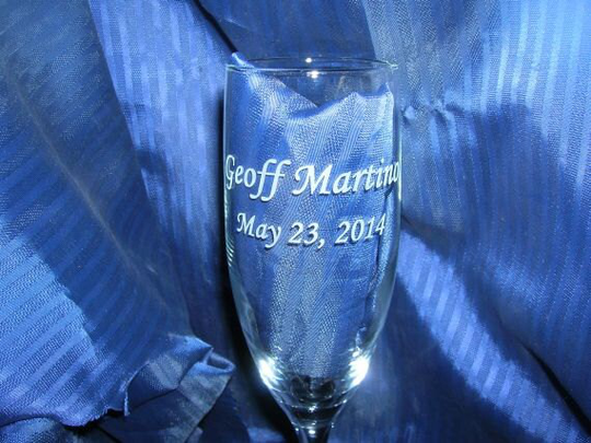Etch Flute Glass, Champagne Engraved Wedding Glass Flute, Etched Custom Personalized