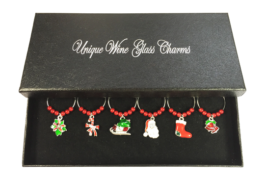 Seasons Greetings Design Wine Glass Charms