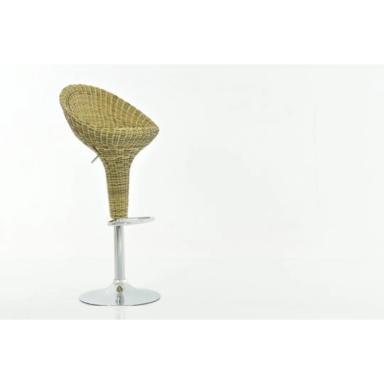 Rattan High Back Height Adjustable Swivel Bar Stool