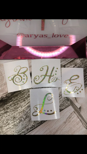 Initial Monogram Vinyl Sticker in Style 1. Gift Box, Wedding Bride, School, Water Bottle, Tumbler, Glass, Window, Laptop, Party Labels, Tags