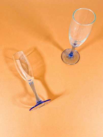 Blue Stem Luminarc Champagne Flutes | 2