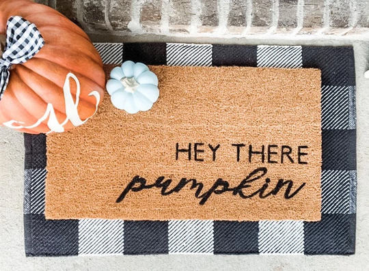 Hey There Pumpkin; Fall Doormat; Home Decor; Pumpkin Welcome Mat;funny Doormat;hello Pumpkin;halloween Doormat;housewarming