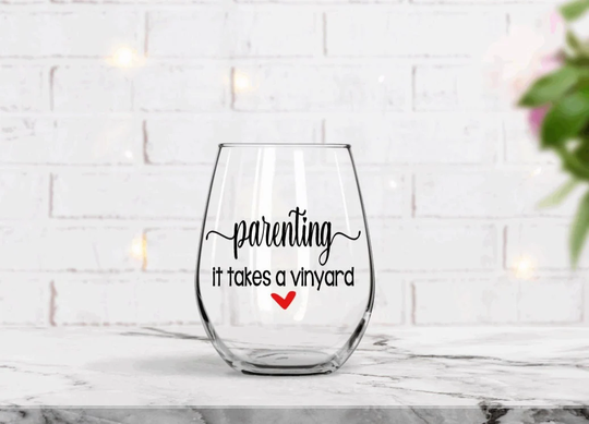 Mom Gifts, New Mom Gift, Baby Shower Funny Wine Glass, It Takes A Vineyard, Twin Of Boys Personalized Gifts