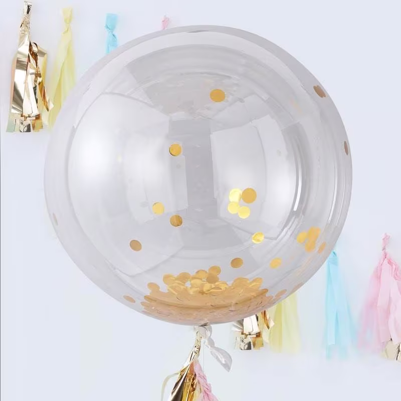 3 Large Gold Confetti Balloon Orb, Wedding Decor, Baby Shower, Neutral Balloons, Bachelorette Party