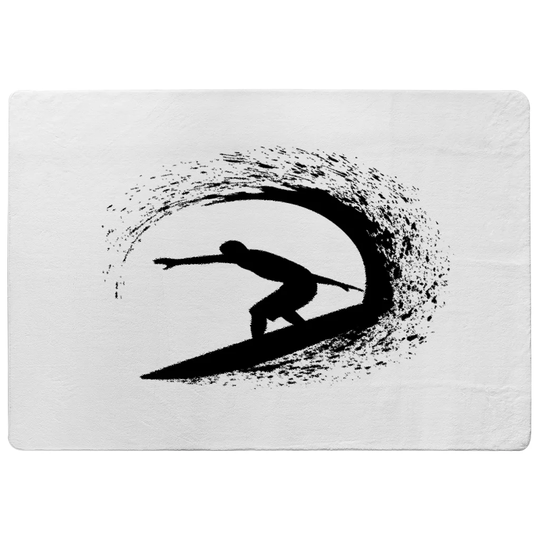 Patillo Surfer Silhouette Designer Shaggy Black/White Rug