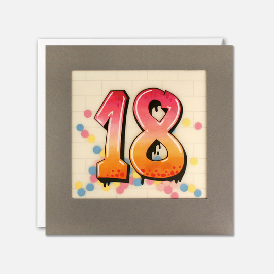 Age 18 Graffiti Birthday Card With Paper Confetti - Shakies By James Ellis