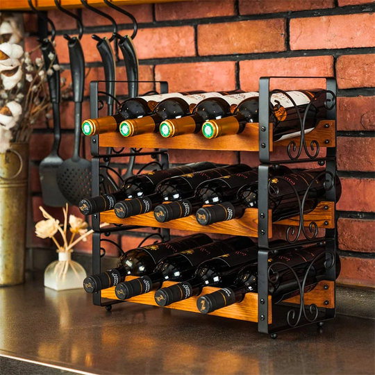 Nardin 12 Bottle Tabletop Wine Bottle Rack in Black