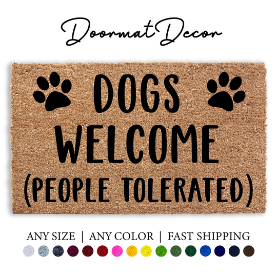 Dogs Welcome People Tolerated Doormat, Paw Print Dog Mat, Outdoor Pet Lover Animal Puppy Door Mat Rug, Entryway Decor