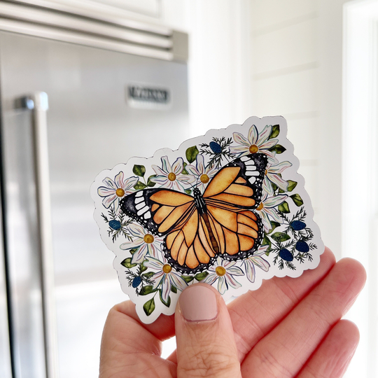 Monarch Butterfly Car Magnet, Flower Diswasher
