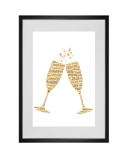 Personalised Champagne Flutes Word Art Print