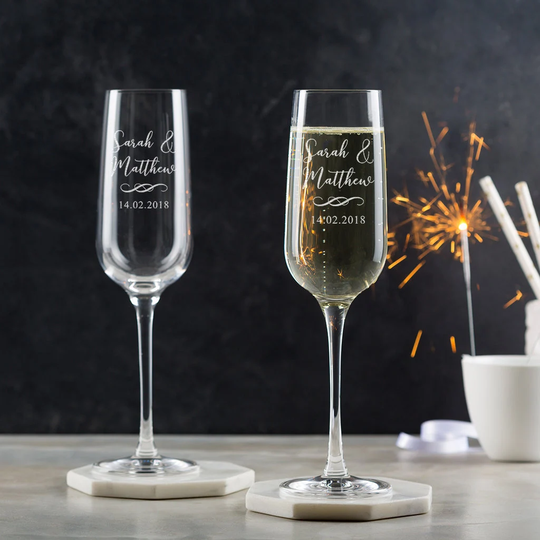 Personalised Champagne Flutes Pair
