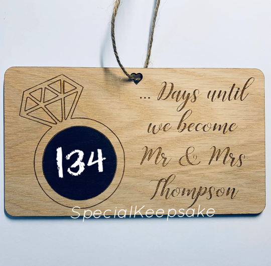 Personalised Wooden Oak Veneer Wedding Day Countdown Plaque Chalkboard Mrs Mr Bride Groom Newlywed Days To Go Reminder Gift Sign Keepsake