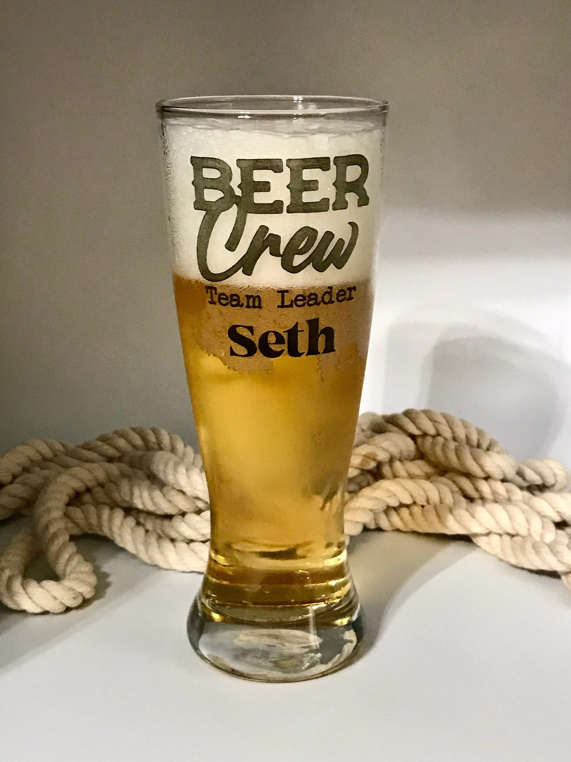 Laser Engraved Beer Glass, Personalized Pilsner, Custom Groomsman Gift, Fathers Day Birthday Wedding Favor