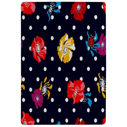 Hutchison Flowers and Spots Shaggy Black/Red/White Rug