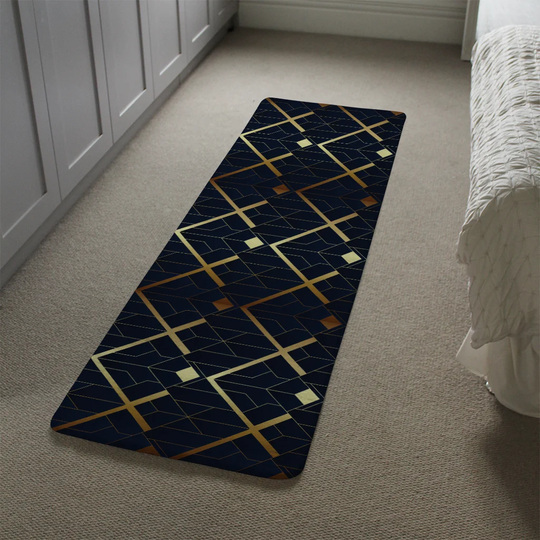 Mahone Luxury Art Deco Designer Shaggy Black/Gold Rug