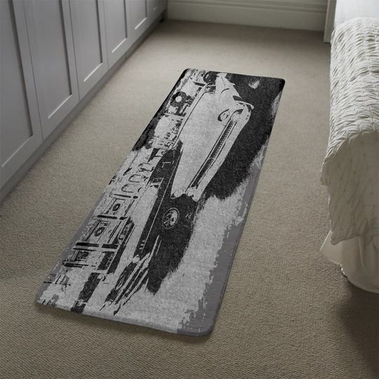 Mandel Cool Cars Satin Designer Shaggy Black/White Rug