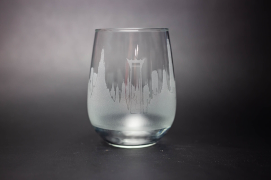 Bangkok Skyline Wine Glass & Stemless Etched Gift - Panoramic City Design