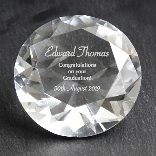 Any Occasion/Message Diamond Personalised Paperweight - 18Th 21st 30Th 40Th 50Th 60Th 70Th 80Th Birthday