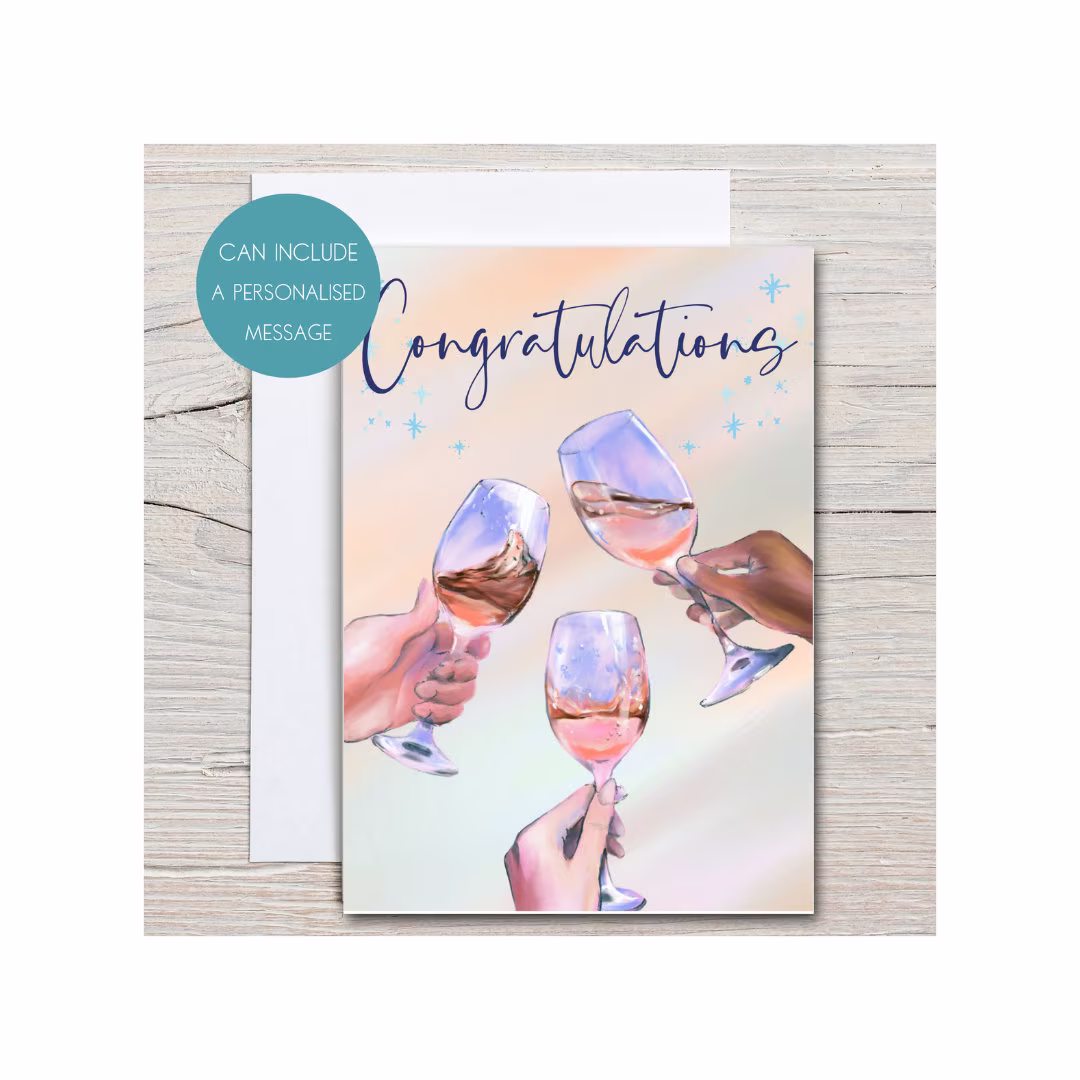 Congratulations Cards For Friends Graduating, Wine Glasses Card, Prosecco, Graduation Wishes, For Friends, Graduating Ceremony Card Congrats