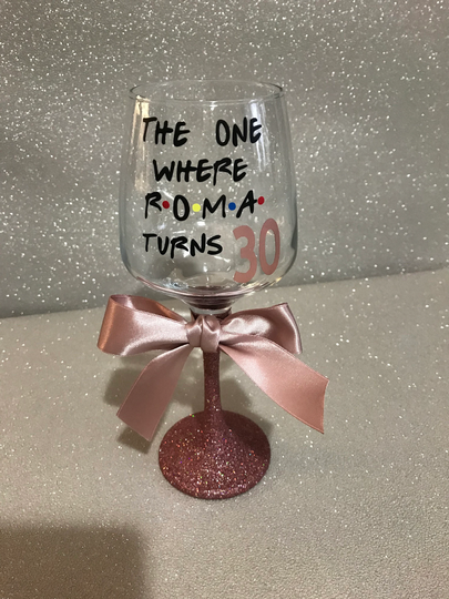 Personalised Wine Glass, Glitter Birthday Gift For 30Th, 30Th Glass A Friends