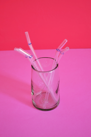 Set Of 6 Straws - Handblown Recycled Glass