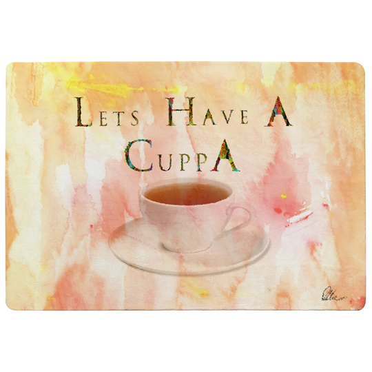 Hawes Let's Have a Cuppa Designer Shaggy Pink/Gold Rug