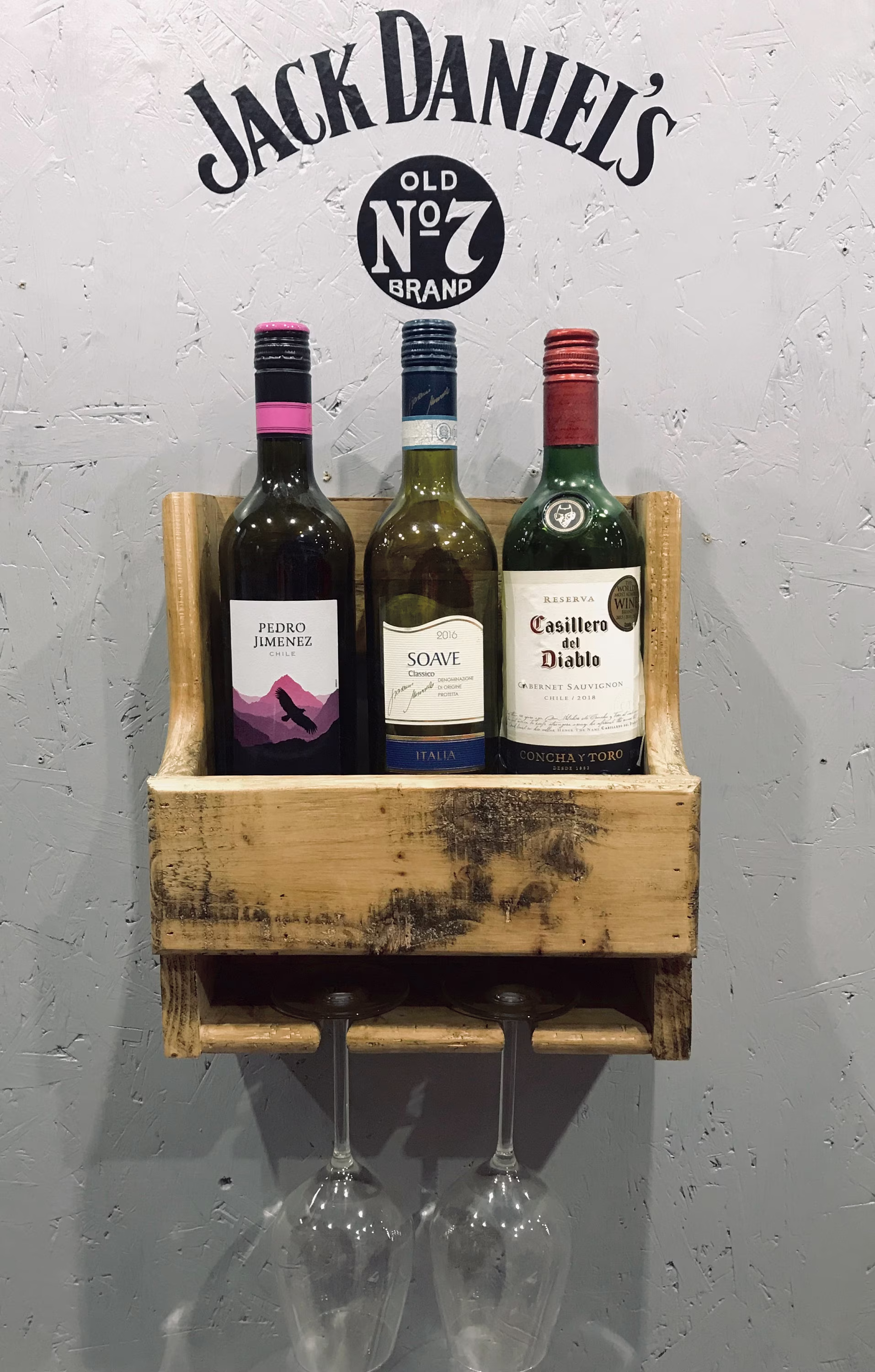 Floating Home Bar/ Wine Or Spirit Rack - Reclaimed Wood 30cm