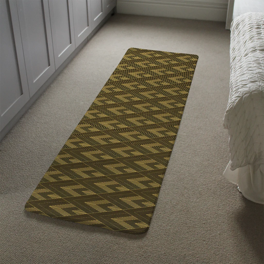 LakeHenry Triangles Designer Shaggy Brown/Gold Rug