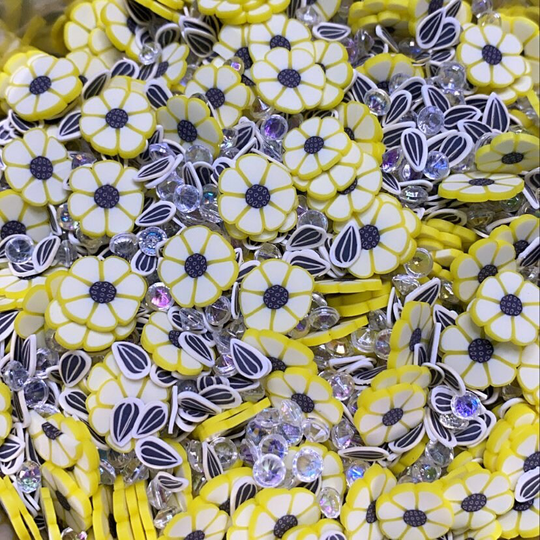 Sun Fowers & Seeds Polymer Clay Slices - 5G/15G/30G Resin Nail Art Slime Jewelry Shaker Faux Sprinkles Confetti Makeup