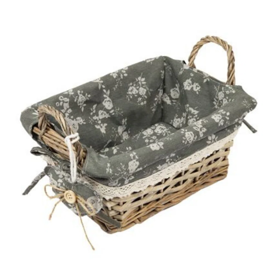Victorian Lace Vintage Rectangle Wicker Picnic Basket