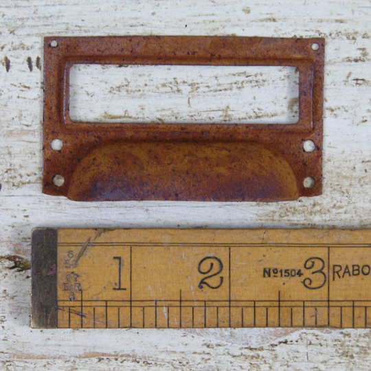Rusty Library Cup 75mm Antique Style Steel Cup Handle With Label Holder Rustic Industrial Merchants Chest Drawer Knob Pack Of 1 Or 10