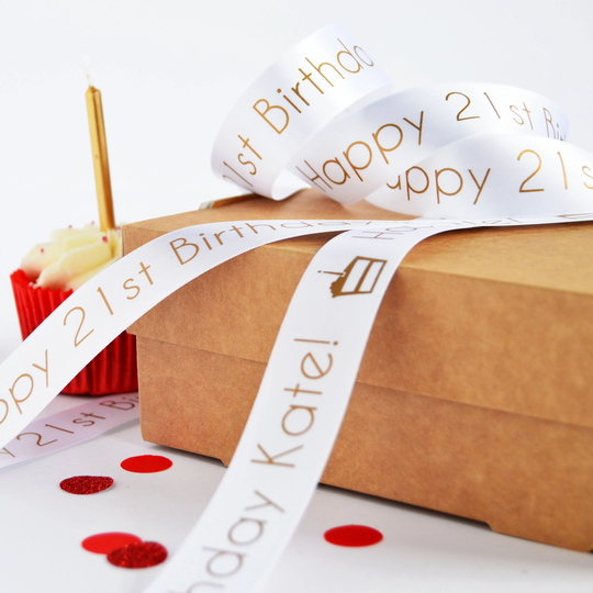 Birthday 25mm Personalised Printed Ribbon - Gift Wrap Celebration